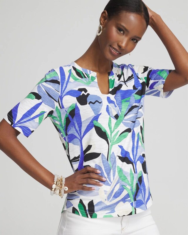 Floral Notch Neck Tee - image 1